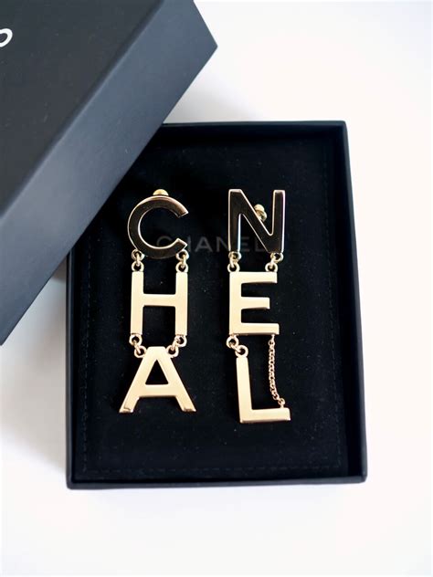 chanel letter earings|authentic Chanel earrings.